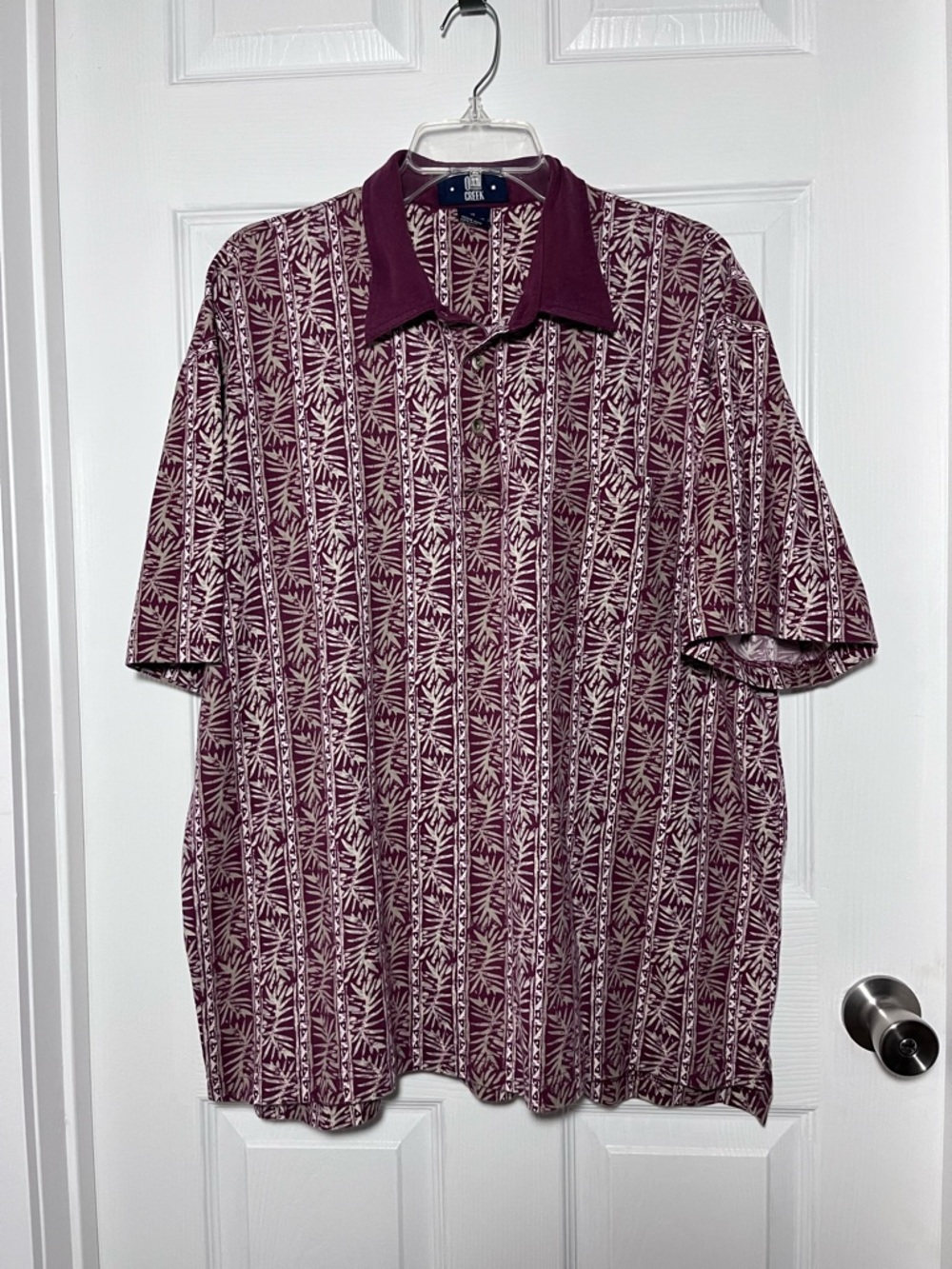 Oak Creek Men's Burgundy Printed Short-Sleeve Polo
